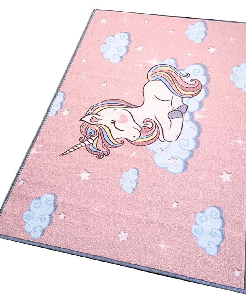 Pink Unicorn Kids Printed Nylon Carpet | 5 x 3 Feet