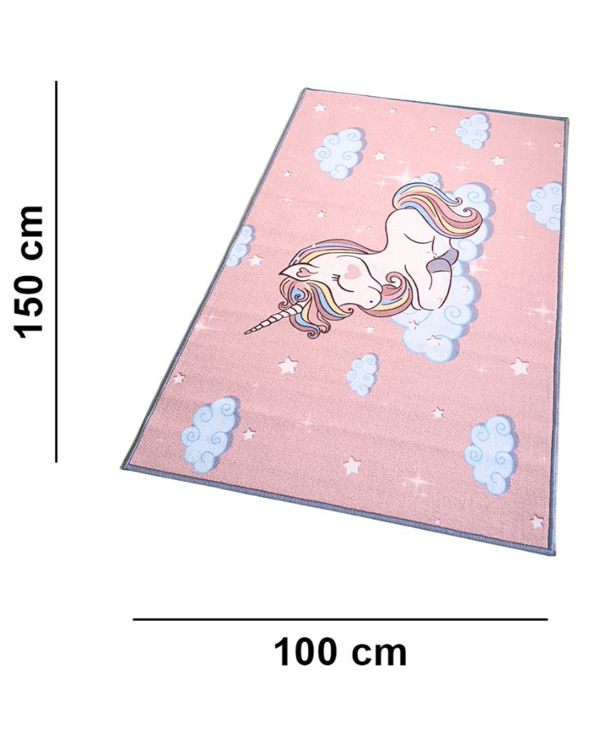 Pink Unicorn Kids Printed Nylon Carpet | 5 x 3 Feet