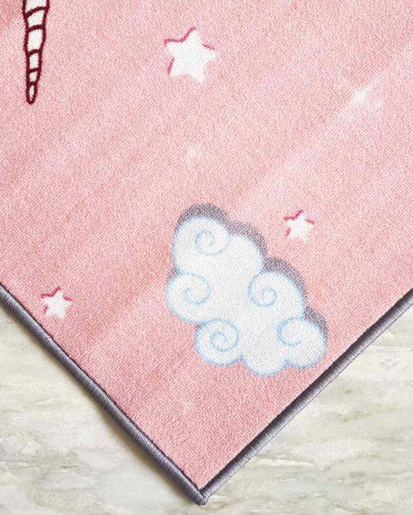 Pink Unicorn Kids Printed Nylon Carpet | 5 x 3 Feet