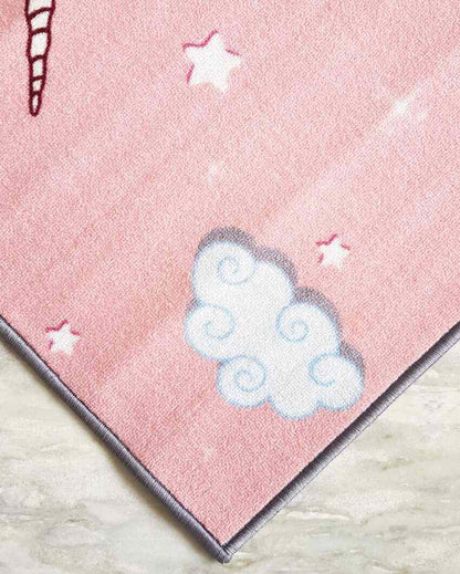 Pink Unicorn Kids Printed Nylon Carpet | 5 x 3 Feet