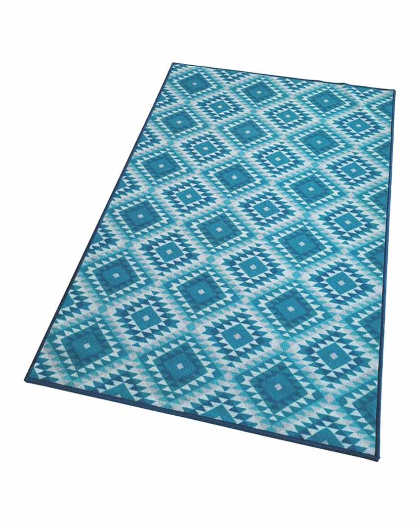Blue Aztec Diamonds Pattern Anti-Slip Rug | 3 x 5 Ft