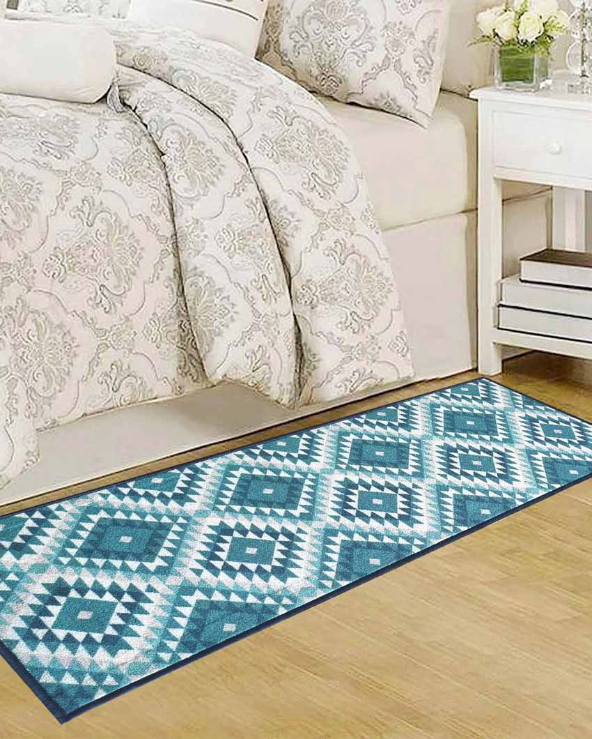 Aztec Diamonds Pattern Nylon Anti-Slip Runner Floor Mat | 47x20 inches