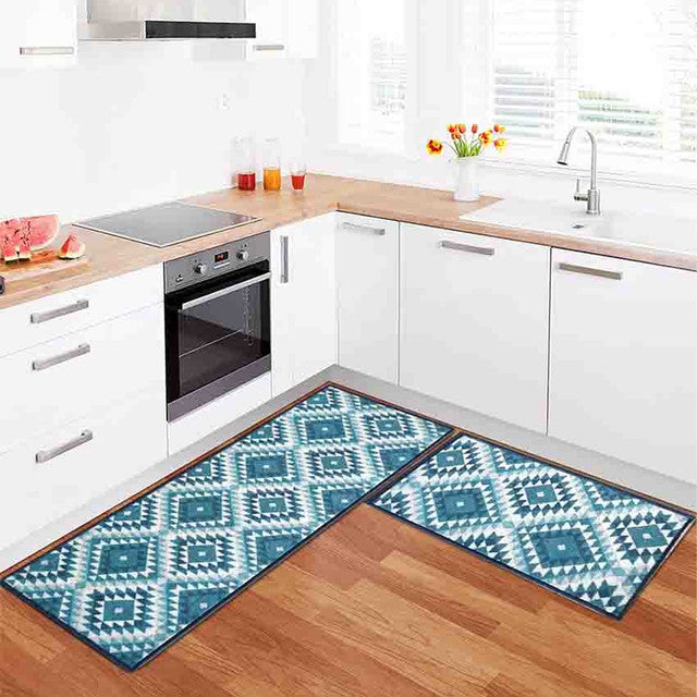 Aztec Diamonds Pattern Nylon Anti-Slip Kitchen Mat | Set of 2