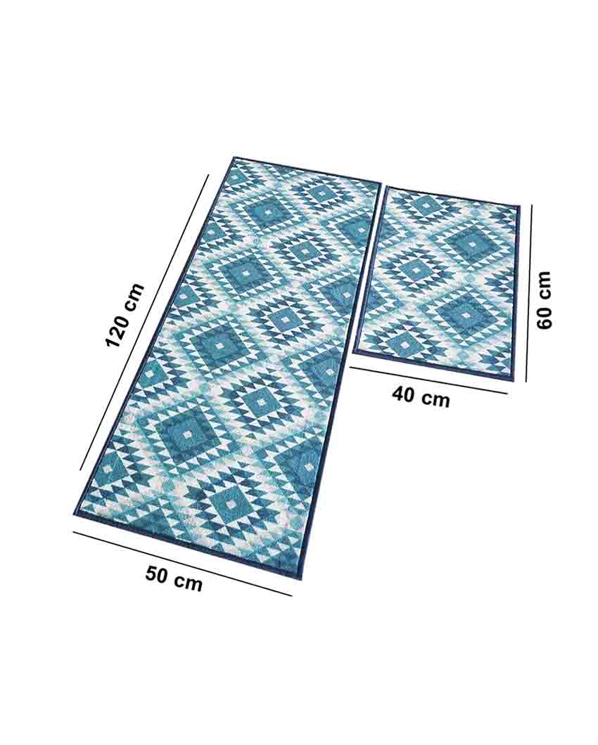 Aztec Diamonds Pattern Nylon Anti-Slip Runner & Floor Mat Set