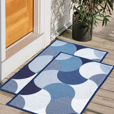 Circular Pattern Anti-Slip Multipurpose Door Mats | Set of 2 | 24 x 16 inches