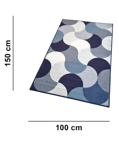 Blue Circular Pattern Anti-Slip Rug | 3 x 5 Ft