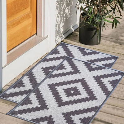 Jacquard Pattern Anti-Slip Multipurpose Door Mats | Set of 2 | 24 x 16 inches