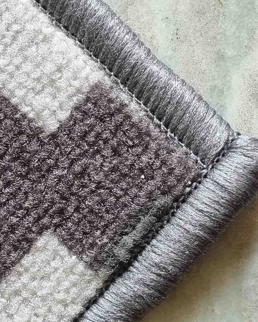 Jacquard Pattern Nylon Anti-Slip Runner & Floor Mat Set Grey