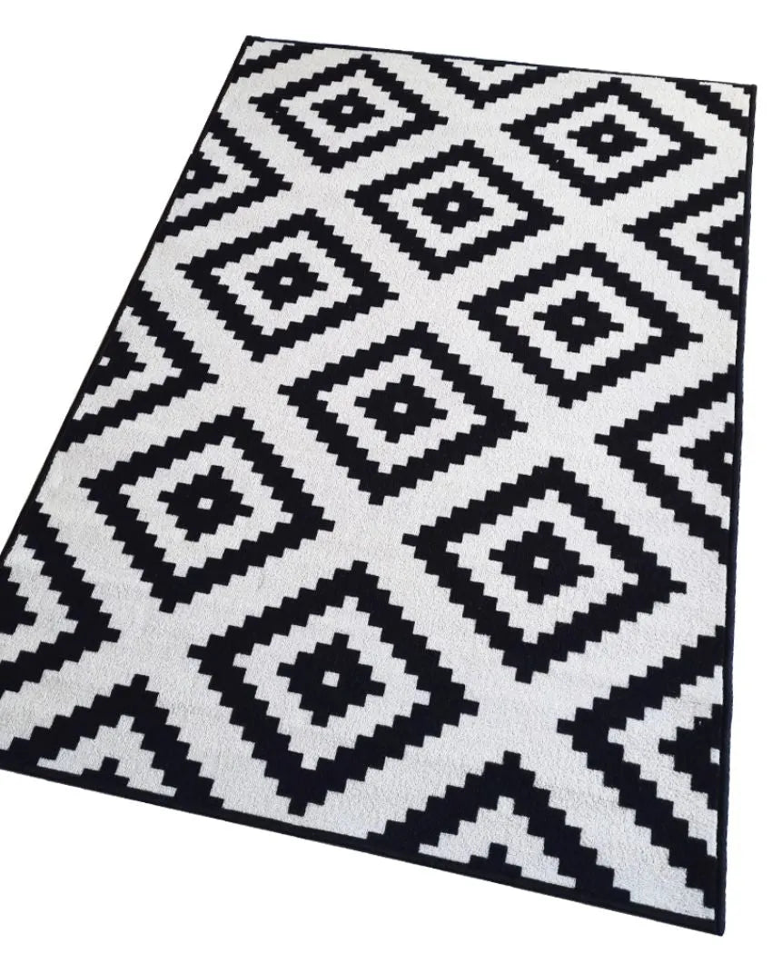 Jacquard Pattern Anti-Slip Rug | 3 x 5 Ft Black