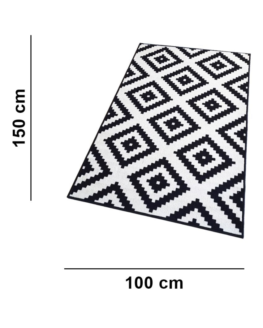 Jacquard Pattern Anti-Slip Rug | 3 x 5 Ft Black