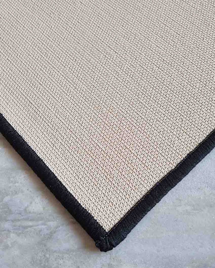 Jacquard Pattern Nylon Anti-Slip Runner & Floor Mat Set Black