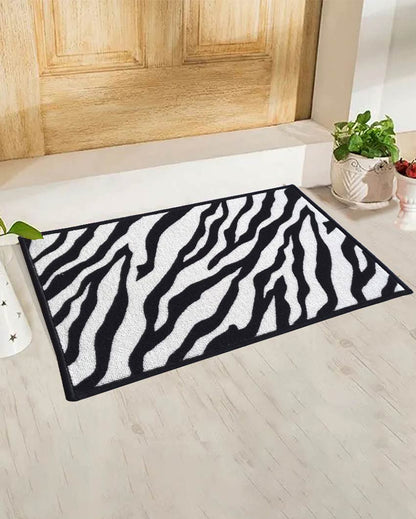 Zebra Animal Print Anti-Slip Nylon Door Mats | Set of 2 | 24x16 inch