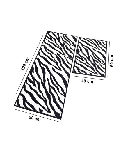 Zebra Print Nylon Anti-Slip Runner & Floor Mat Set