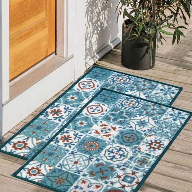 Azulejos Tiles Anti-Slip Multipurpose Door Mats | Set of 2 | 24 x 16 inches