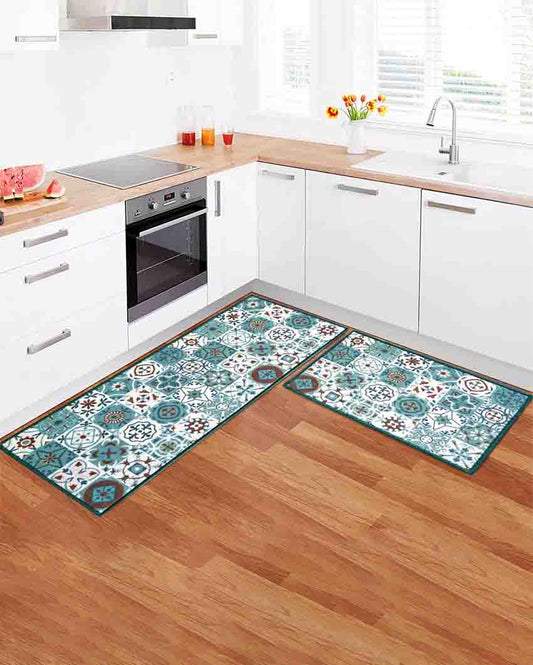 Azulejos Tiles Nylon Anti-Slip Runner & Floor Mat Set