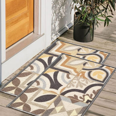 Earth Tiles Anti-Slip Multipurpose Door Mats | Set of 2 | 24 x 16 inches