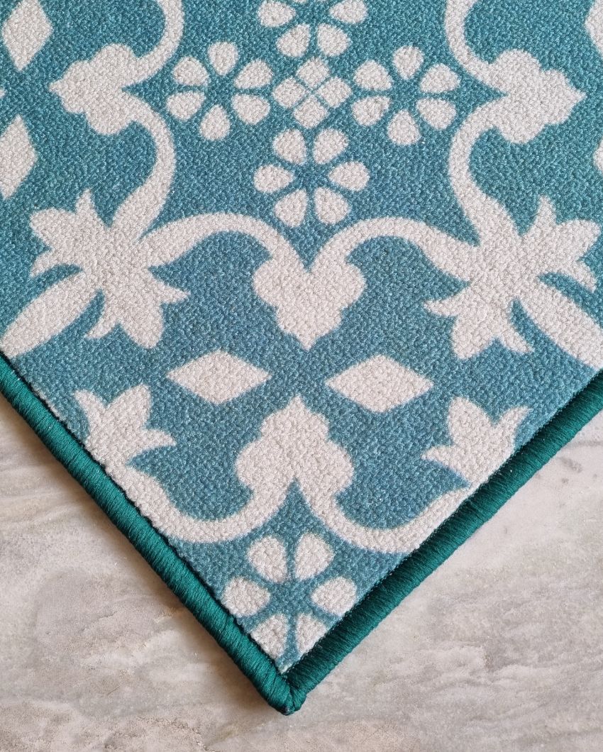 Floral Design Tile Anti-Slip Rug | 3 x 5 Ft