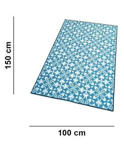 Floral Design Tile Anti-Slip Rug | 3 x 5 Ft