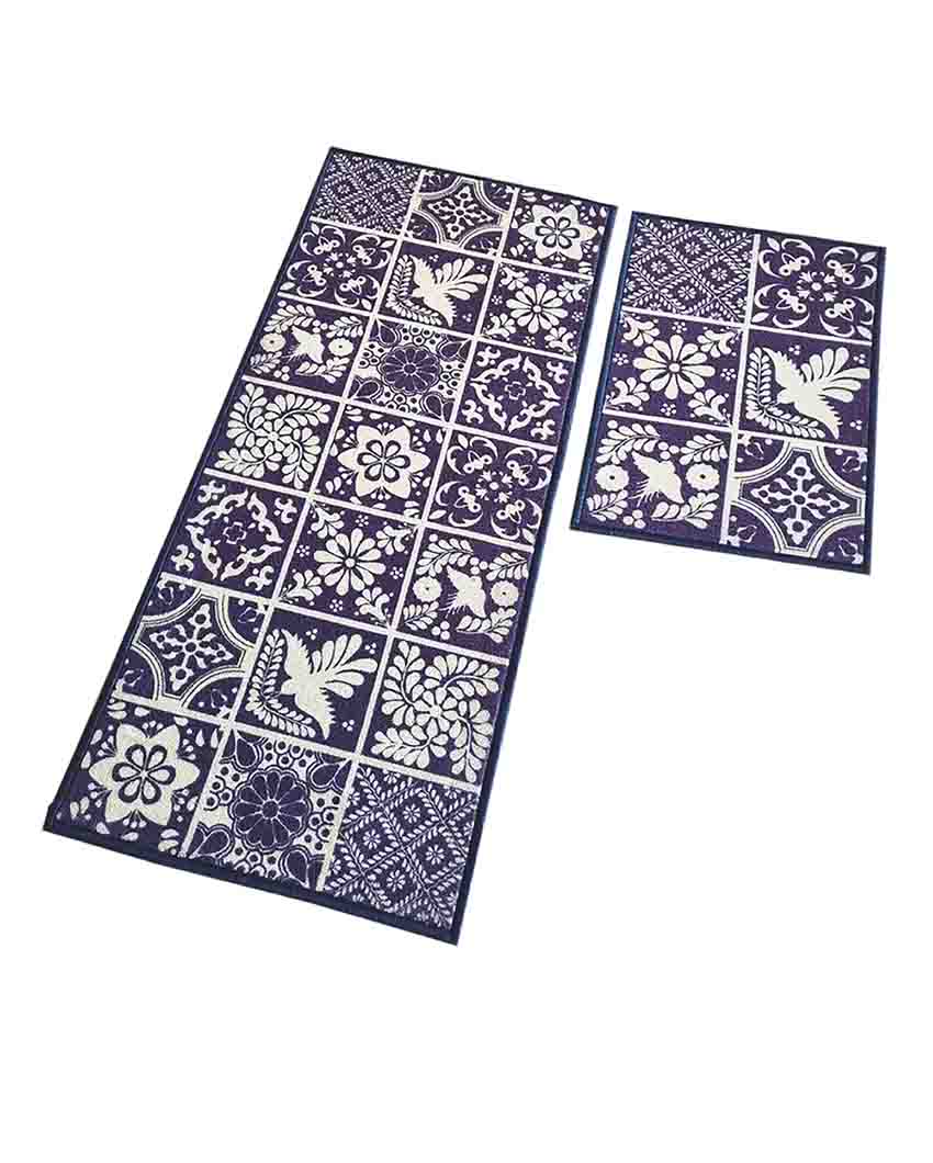 Arabesque Tiles Nylon Anti-Slip Runner & Floor Mat Set