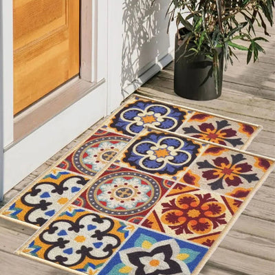 Talavera Tiles Anti-Slip Multipurpose Door Mats | Set of 2 | 24 x 16 inches