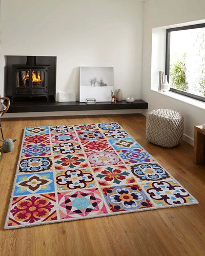 Talavera Multicolor Anti- Slip Rug | 3 x 5 Ft