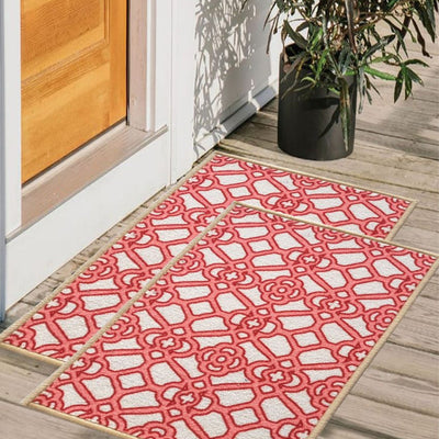 Interlace Trellis Anti-Slip Multipurpose Door Mats | Set of 2 | 24 x 16 inches