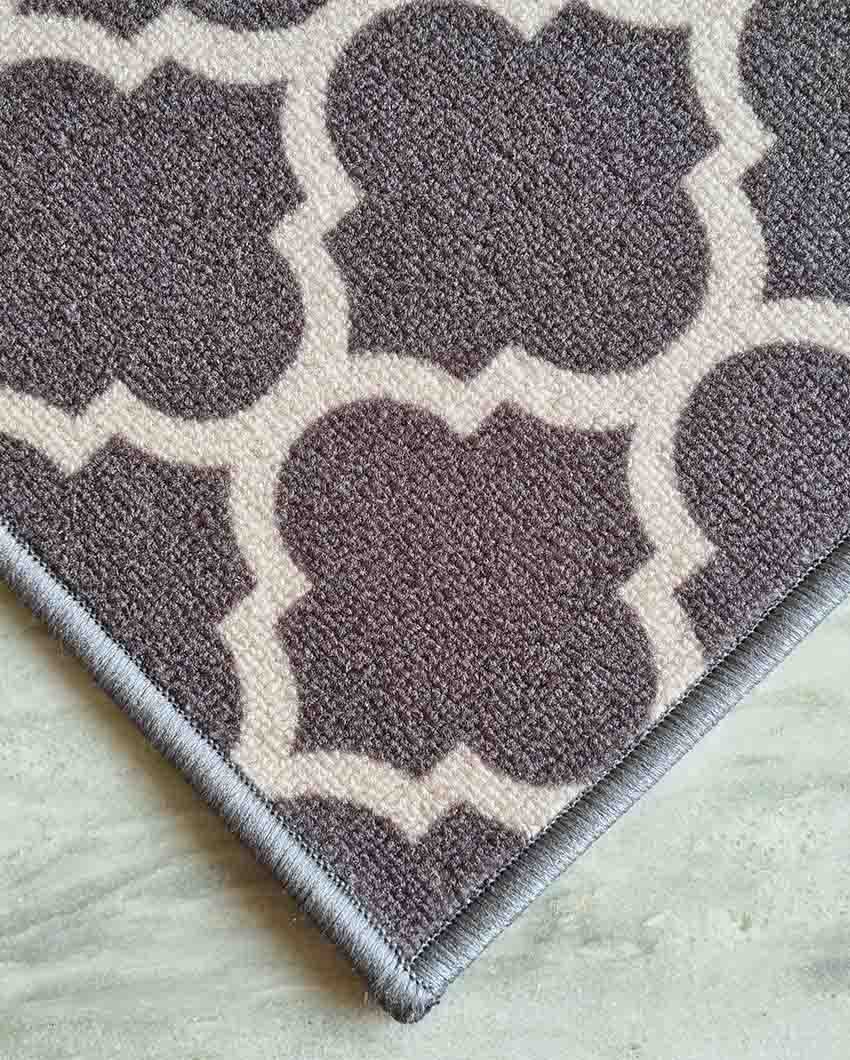 Trellis Nylon Anti-Slip Runner & Floor Mat Set Grey