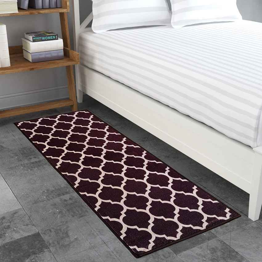 Brown Trellis Islamic Nylon Anti-Slip Runner Floor Mat | 20 x 47 inches