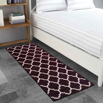 Brown Trellis Islamic Nylon Anti-Slip Runner Floor Mat | 20 x 47 inches