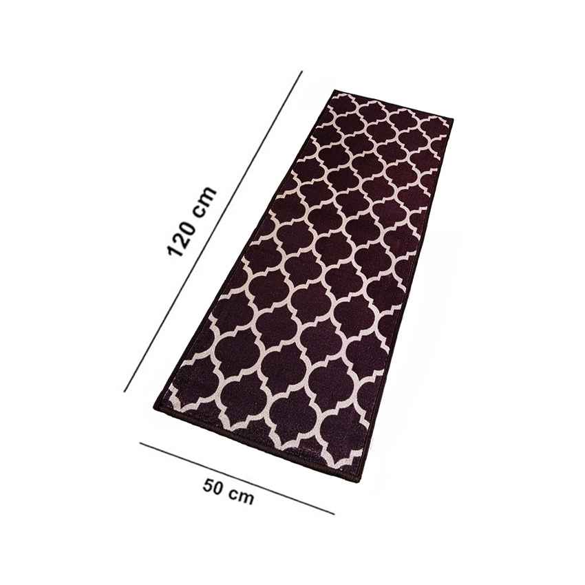 Brown Trellis Islamic Nylon Anti-Slip Runner Floor Mat | 20 x 47 inches