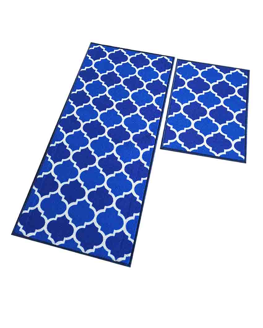 Nylon Trellis Anti-Slip Runner & Floor Mat Set Blue