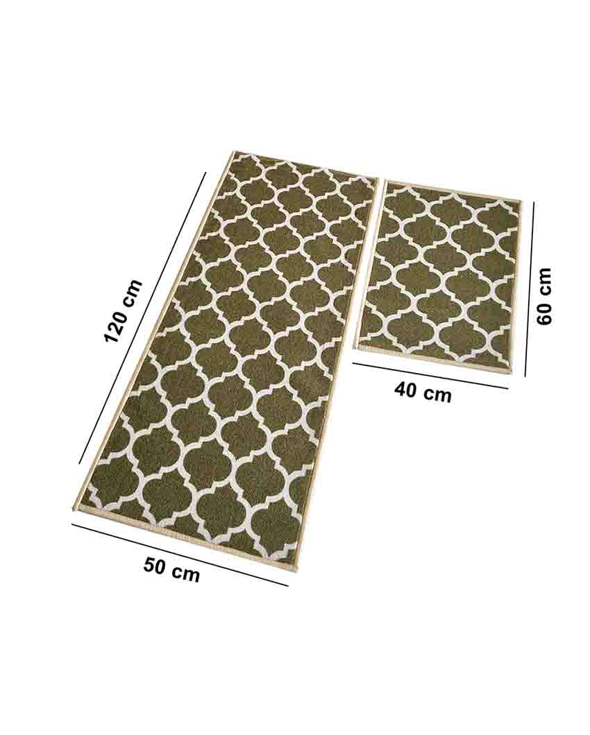 Nylon Trellis Anti-Slip Runner & Floor Mat Set Green
