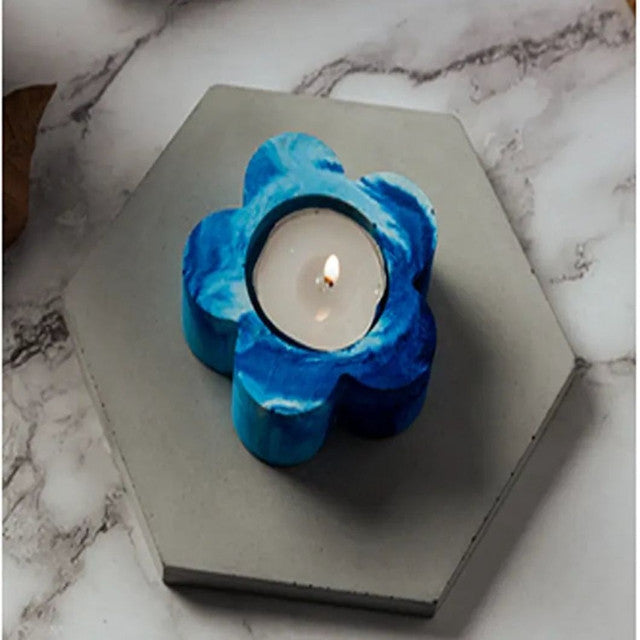 Nature Inspired Elegant Style Flora Concrete Tealight Candle Holder | 3 x 3 x 1 inches