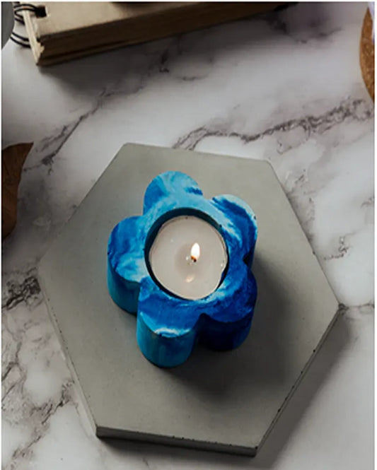 Nature Inspired Elegant Style Flora Concrete Tealight Candle Holder | 3 x 3 x 1 inches