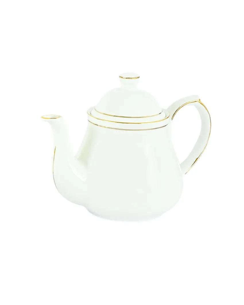 Ceramic Gold Line Diamond Cut White Tea Set | 13 Pieces | 200 ML