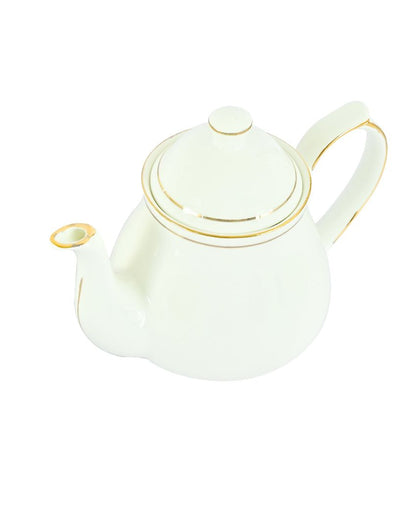 Ceramic Gold Line Diamond Cut White Tea Set | 13 Pieces | 200 ML