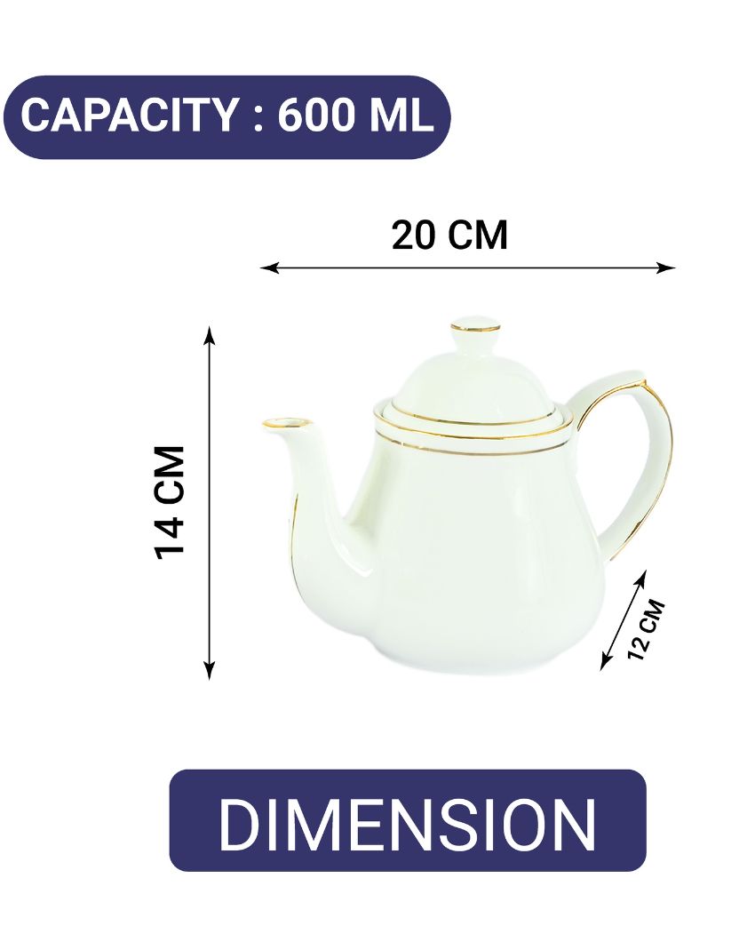 Ceramic Gold Line Diamond Cut White Tea Set | 13 Pieces | 200 ML