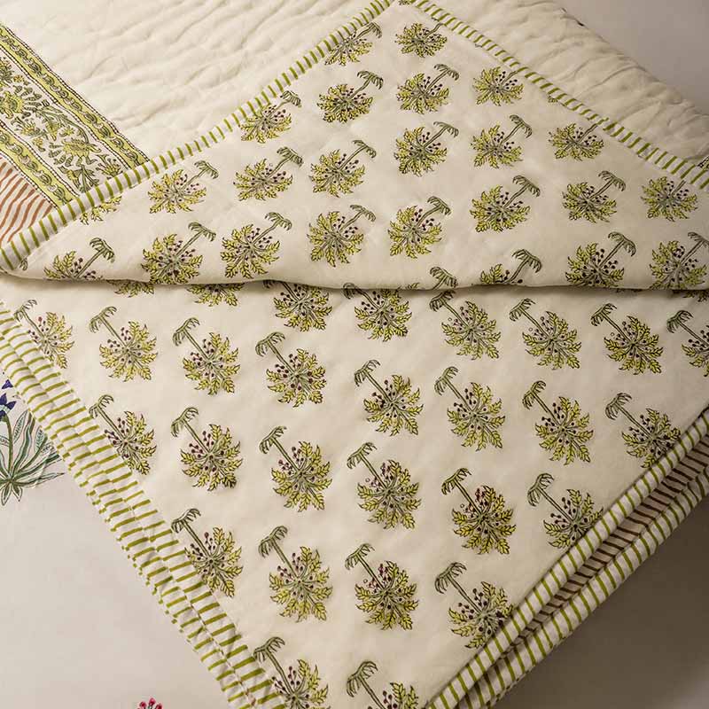 Palmier Reversible Cotton Quilt | Double Or KIng Sizes