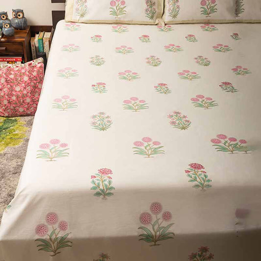 Poppy Bedsheet with Reversible Pillow Set | Double Size