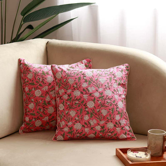 Iris Cotton Cushion Cover | Set of 2 | 16 x 16 inch