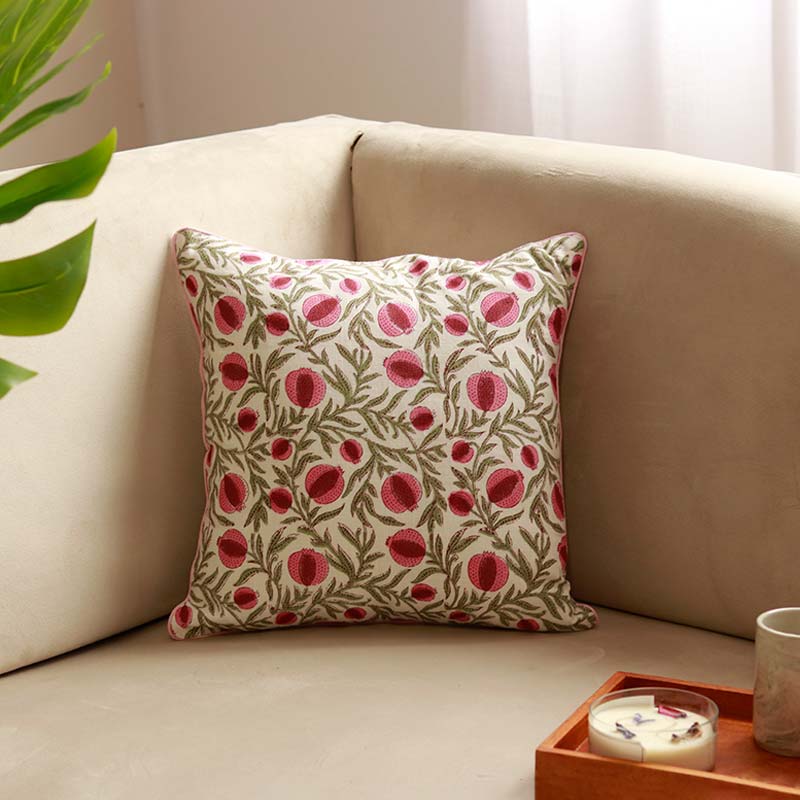 Gulnar Printed Cotton Cushion Covers | Set of 2 | 16 x 16 inch