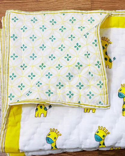 Giraffe Print Non-Toxic Handblock Kids Blanket | 40 x 60 inches