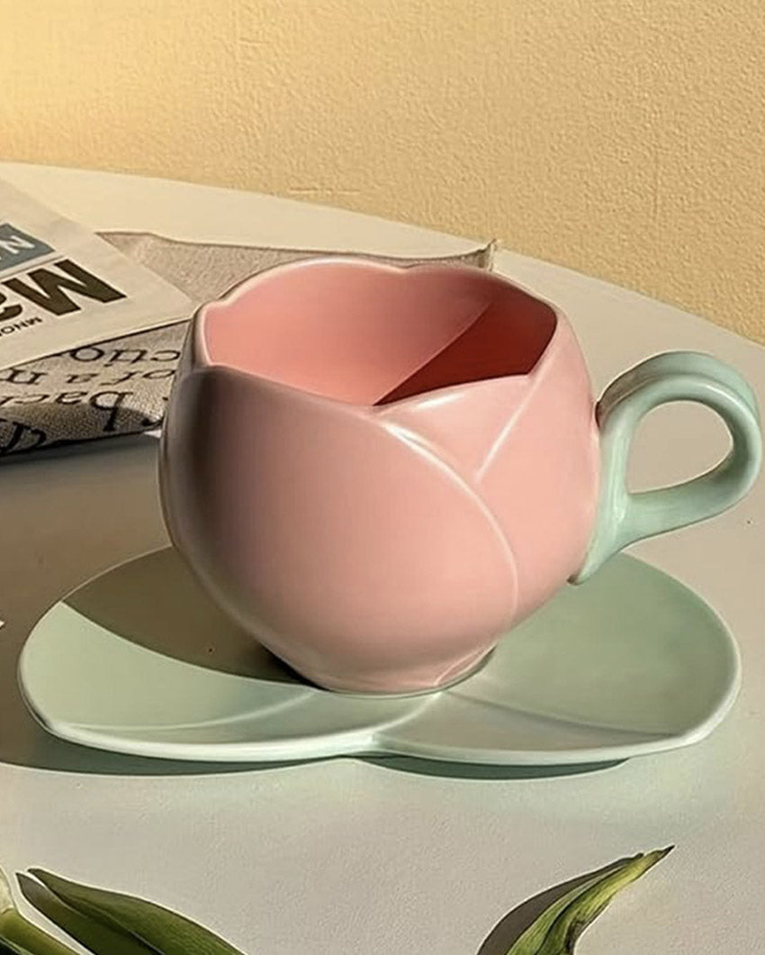 Blossom Blue Flower Petal Cup and Saucer Set | 3 x 4 inches