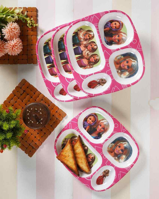 Barbie Printed Melamine Kids Plates | Set Of 4