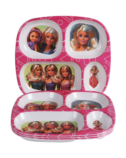 Barbie Printed Melamine Kids Plates | Set Of 4