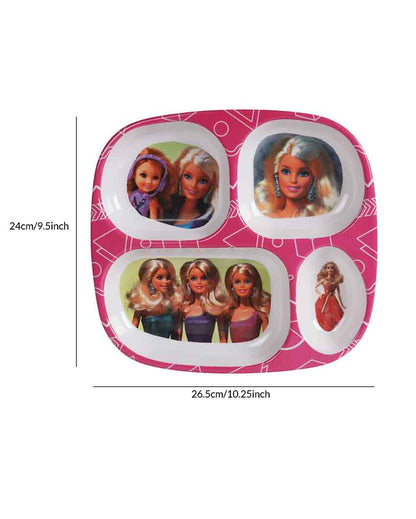 Barbie Printed Melamine Kids Plates | Set Of 4