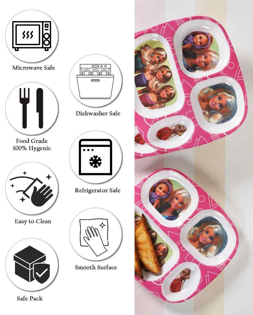 Barbie Printed Melamine Kids Plates | Set Of 4