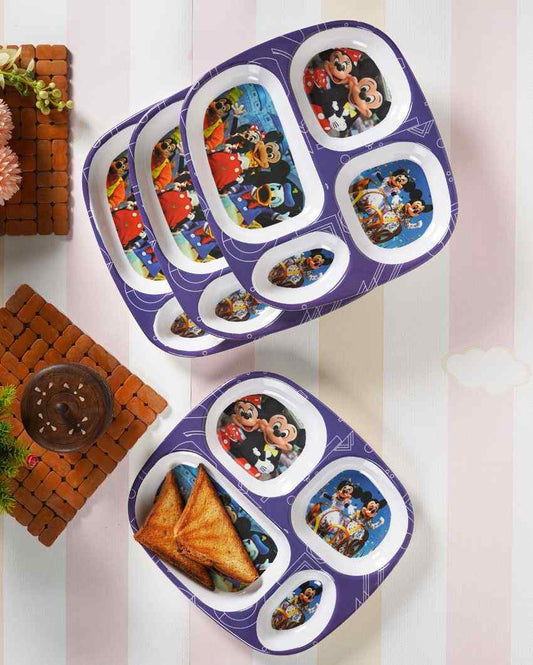 Micky Mouse Printed Kids Melamine Plates | Set Of 4