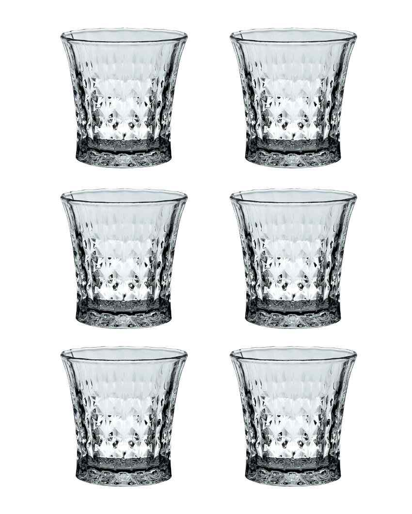 Dimond Patterned Glass Water & Juice Glasses | Set Of 6 | 220 ML