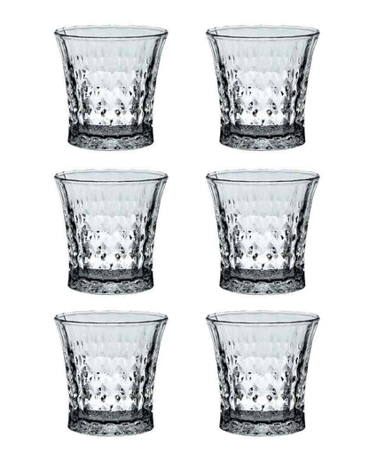 Dimond Patterned Glass Water & Juice Glasses | Set Of 6 | 220 ML